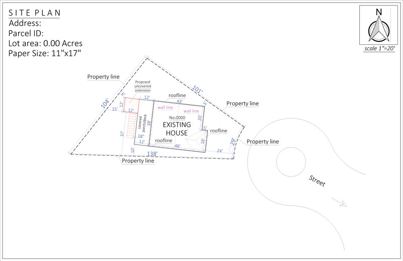 Site Plan for Deck addition in Texas HOA