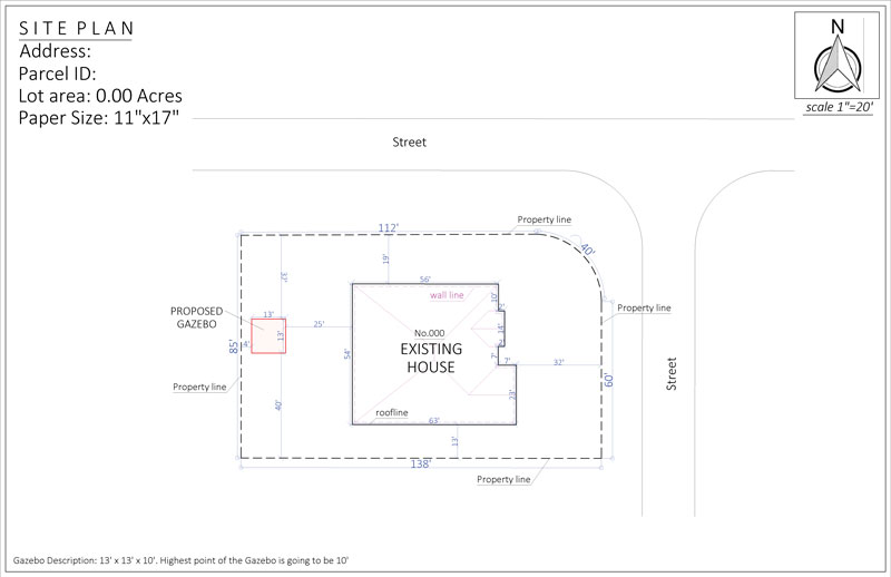 Site plan for new gazebo in Florida