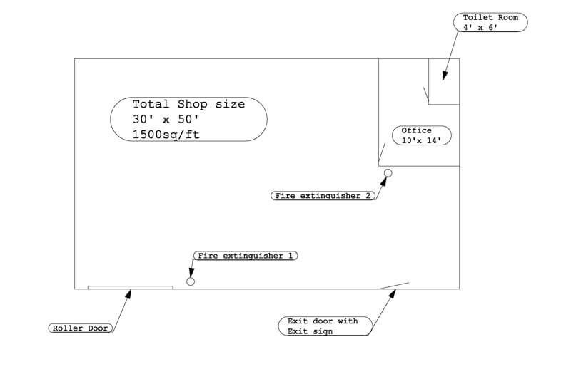 Sketch from the client obtain a zoning permit for shop