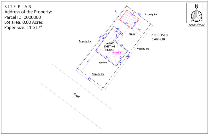 Site plan for a new carport