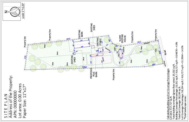 Site plan for a new pole building