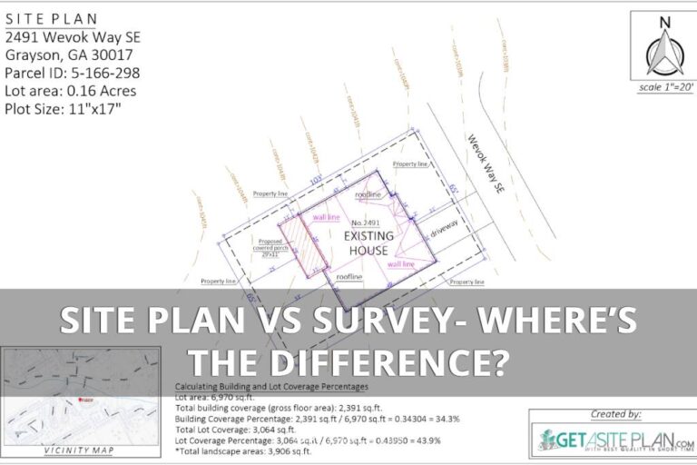 Differences between site plan and survey