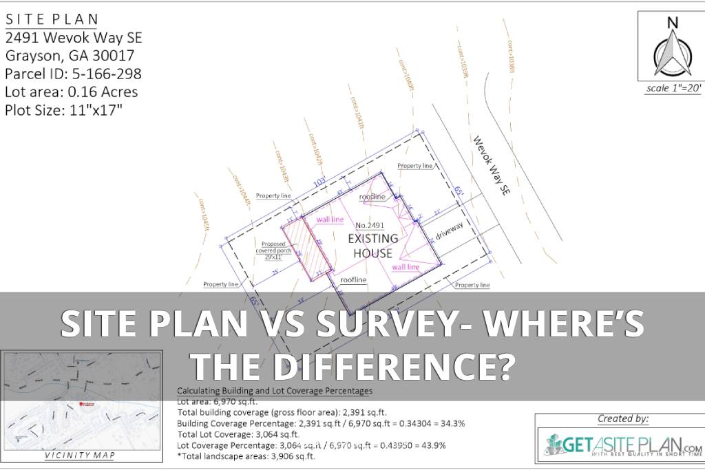 Differences between site plan and survey