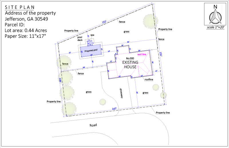Site Plan For A New Pool And Spa Installation