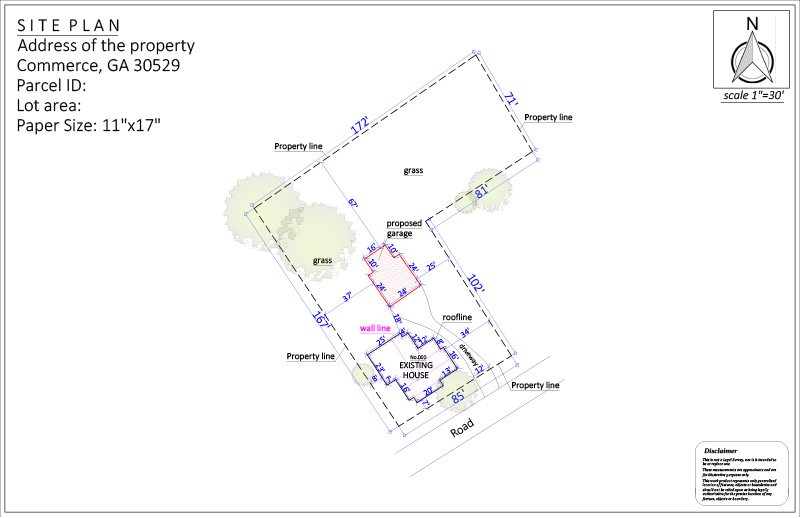 Site plan for a garage & sunroom rebuild