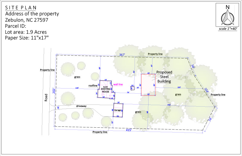 Site Plan for a New Steel Building