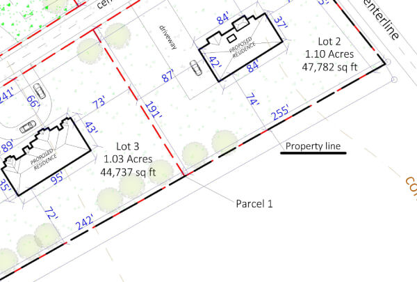 Subdivision site plan boundary lines Boundary lines on subdivision site plan