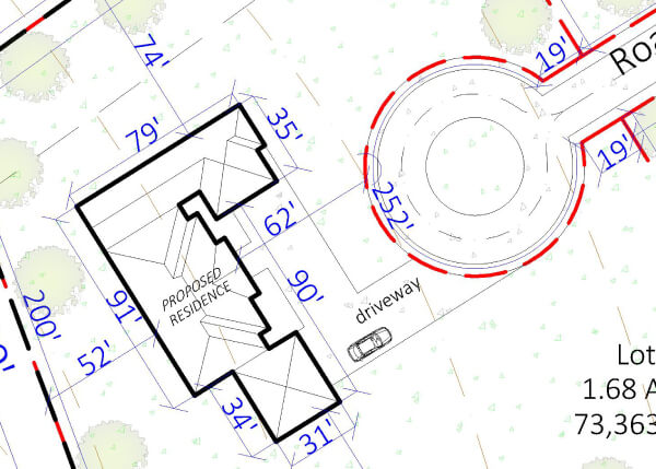 Subdivision site plan features and existing features Existing structures and features on subdivision site plan