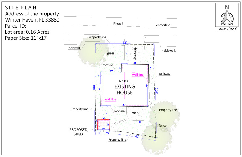 Site Plan for a Shed Installation