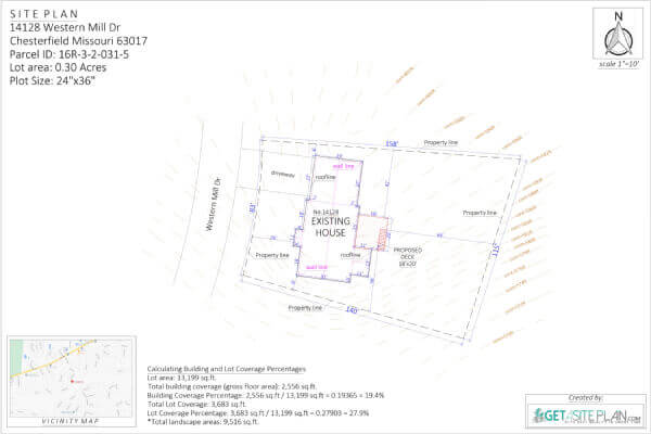 Comparison of a deck plan and a deck site plan