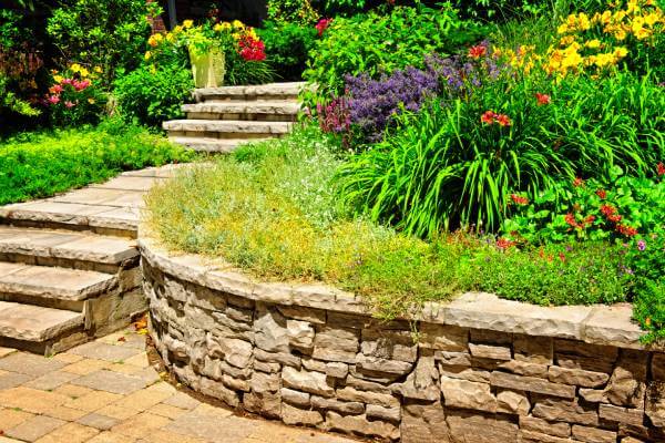 Small Yard Landscaping Ideas small yard landscaping with layered plants, compact trees, and narrow pathway