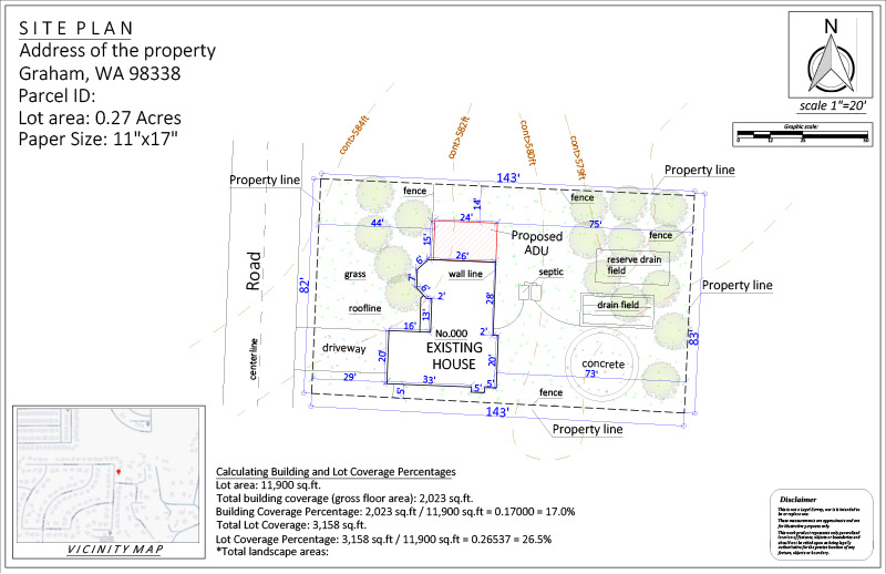 Site Plan for a 2-Story ADU Addition