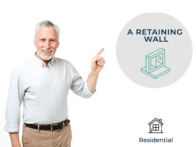 Retaining wall permit site plan showing wall alignment, setbacks, and drainage direction.