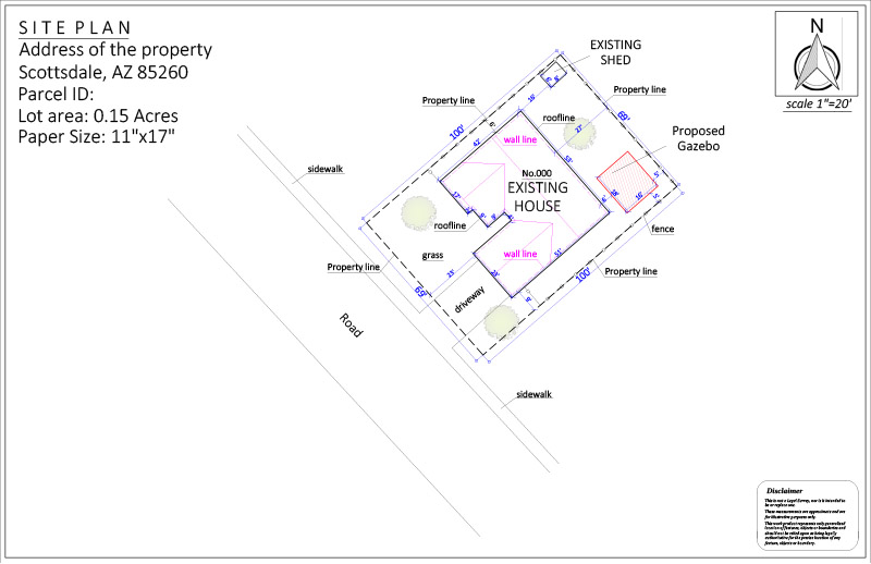 Site plan for gazebo permit