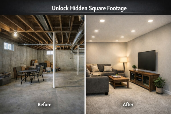Basement transformation Basement finishing