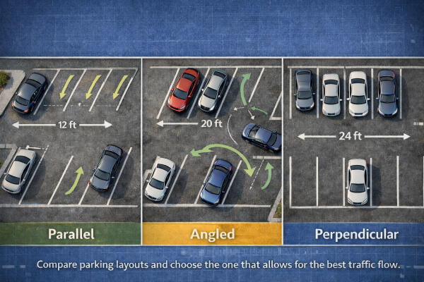 Choose parking layout and internal circulation