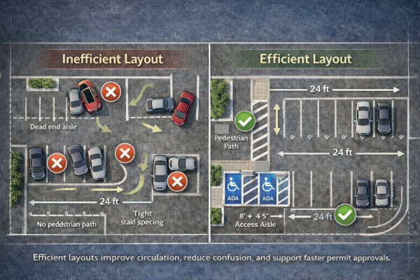 Efficient parking lot layout principles