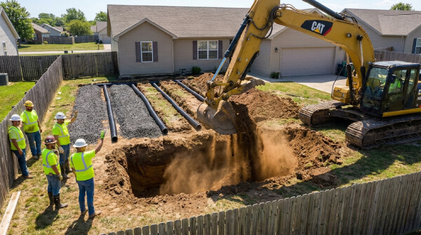 Excavation of septic pit Septic pit excavation