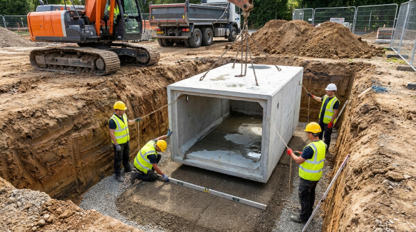 Installing the septic tank Install the septic tank
