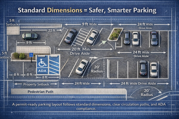 Parking lot layout dimensions and design guidelines