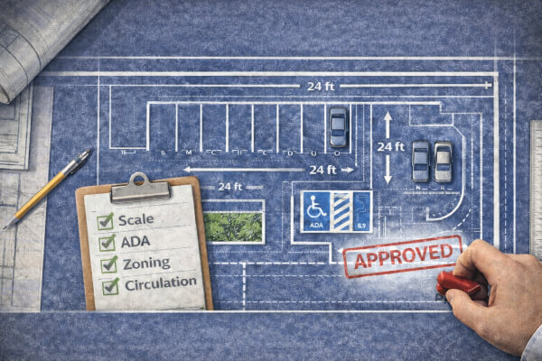 Parking lot plans that pass review with GetASitePlan