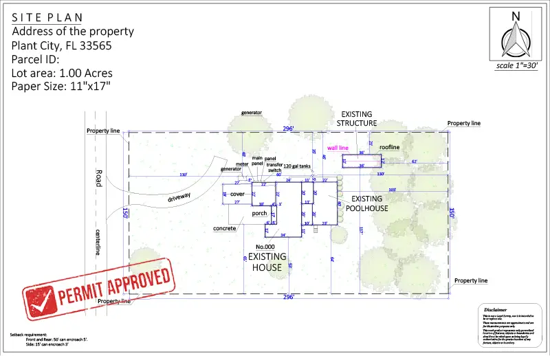 Site plan for generator permit